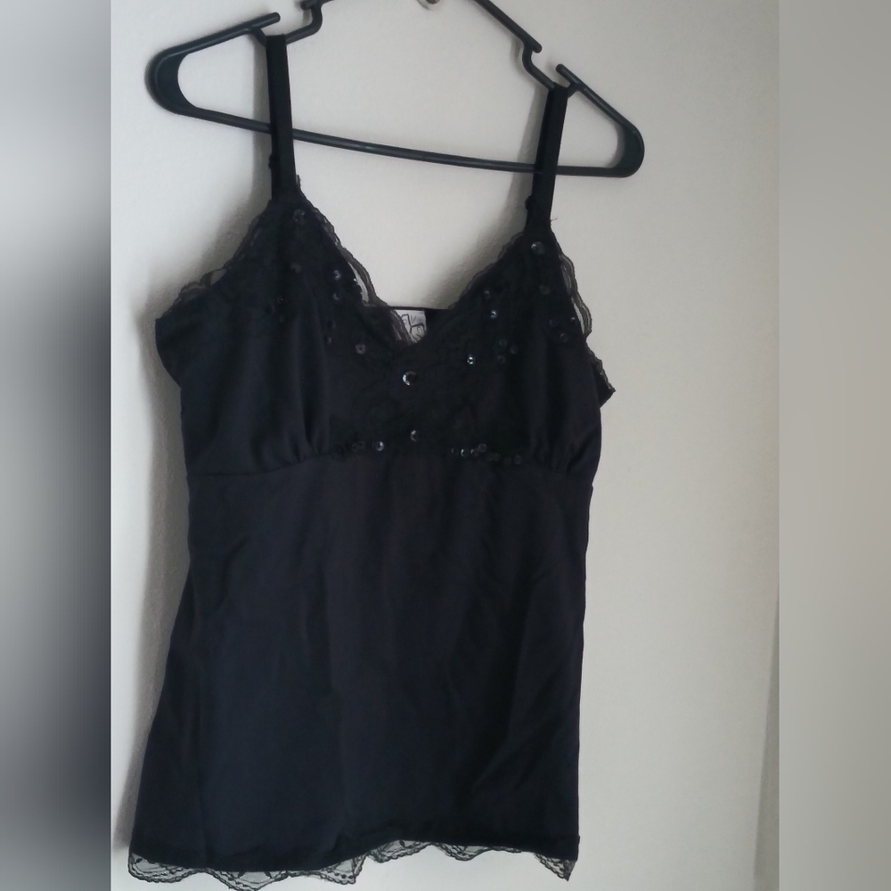 Butterfly Stretch Camisole Women 14/16W Black Lace TankChic Layering Casual Y2K